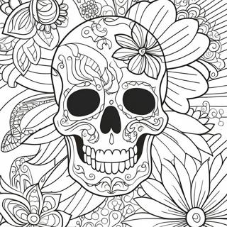 Pagina Para Colorear De Un Tatuaje De Calavera Floral 32330-16762