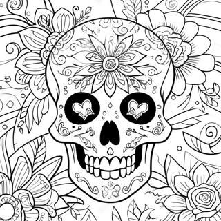 Pagina Para Colorear De Un Tatuaje De Calavera Floral 32330-16763