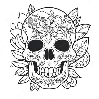 Pagina Para Colorear De Un Tatuaje De Calavera Floral 32330-16764