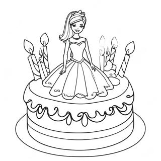 Pagina Para Colorear De Pastel De Cumpleanos De Barbie 32582-16945