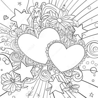 Pagina Para Colorear De Corazones Brillantes Y Estrellas Centelleantes 32602-16962