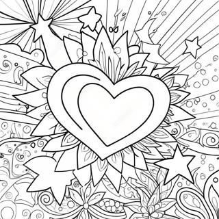 Pagina Para Colorear De Corazones Brillantes Y Estrellas Centelleantes 32602-16963