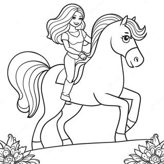 Pagina Para Colorear De Barbie Montando Un Caballo Majestuoso 32622-16977