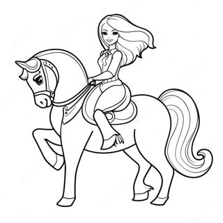 Pagina Para Colorear De Barbie Montando Un Caballo Majestuoso 32622-16978