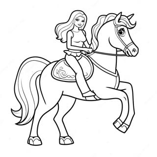 Pagina Para Colorear De Barbie Montando Un Caballo Majestuoso 32622-16980