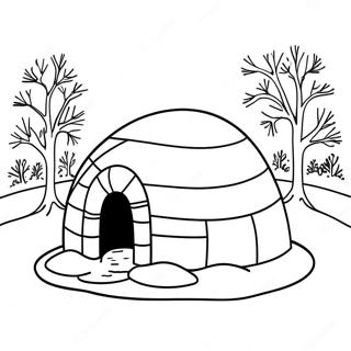 Pagina Para Colorear De Un Acogedor Iglu En Un Paisaje Nevado 32642-16993