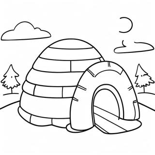 Pagina Para Colorear De Un Acogedor Iglu En Un Paisaje Nevado 32642-16994