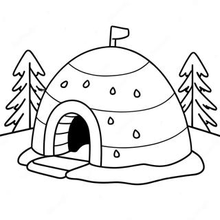 Pagina Para Colorear De Un Acogedor Iglu En Un Paisaje Nevado 32642-16995