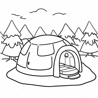 Pagina Para Colorear De Un Acogedor Iglu En Un Paisaje Nevado 32642-16996