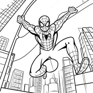 Pagina Para Colorear De Spider Man Balanceandose Por La Ciudad 32702-17042