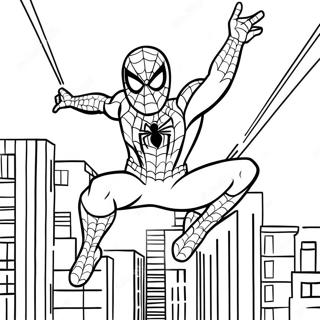 Pagina Para Colorear De Spider Man Balanceandose Por La Ciudad 32702-17043