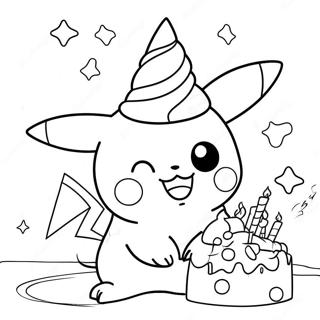 Pagina Para Colorear De La Celebracion De Cumpleanos De Pikachu 32772-17099