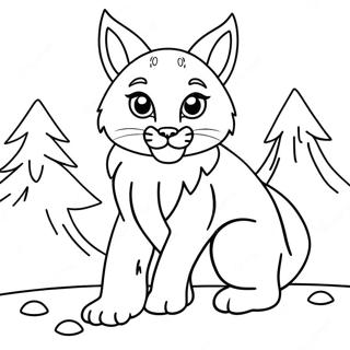 Pagina Para Colorear De Un Lindo Lince Jugando En La Nieve 32982-17261