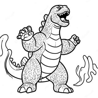 Pagina Para Colorear De Godzilla Rugiendo Con Aliento Atomico 33042-17309