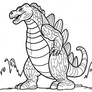 Pagina Para Colorear De Godzilla Rugiendo Con Aliento Atomico 33042-17310