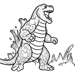 Pagina Para Colorear De Godzilla Rugiendo Con Aliento Atomico 33042-17311