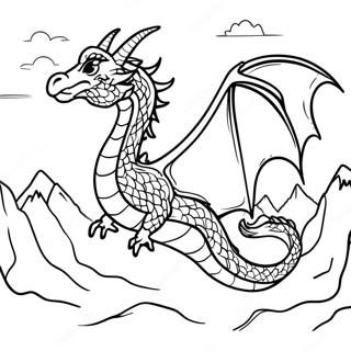 Pagina Para Colorear De Dragon Majestuoso Volando Sobre Montanas 33292-17511