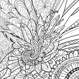 Pagina Para Colorear De Mandala De Pluma De Pavo Colorida 33412-17608