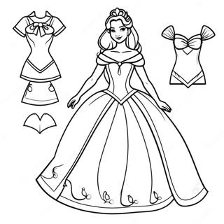 Pagina Para Colorear De Muneca De Papel De Princesa De Disney Elegante 33452-17640