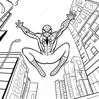 Pagina Para Colorear De Spiderman Balanceandose Por La Ciudad 33552-17719