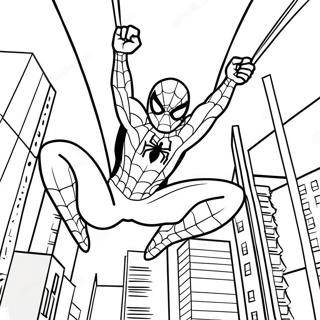 Pagina Para Colorear De Spiderman Balanceandose Por La Ciudad 33552-17720