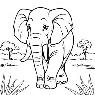 Pagina Para Colorear De Un Elefante Majestuoso En La Sabana 33582-17743