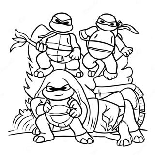 Pagina Para Colorear De Tortugas Ninja Festivas Decorando Un Arbol 33622-17774