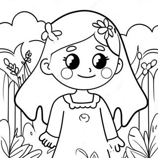 Pagina Para Colorear De La Linda Mary Jane En Un Jardin De Flores 33662-17805