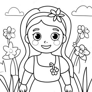 Pagina Para Colorear De La Linda Mary Jane En Un Jardin De Flores 33662-17807