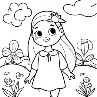 Pagina Para Colorear De La Linda Mary Jane En Un Jardin De Flores 33662-17808