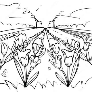 Pagina Para Colorear De Los Campos De Tulipanes Holandeses 33823-17925