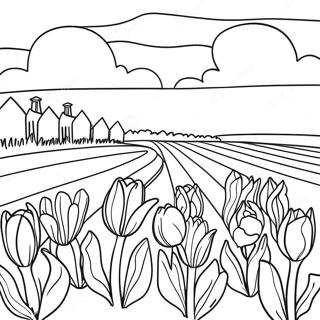 Pagina Para Colorear De Los Campos De Tulipanes Holandeses 33823-17926