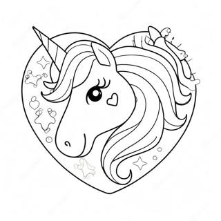 Pagina Para Colorear De Corazon De Unicornio Brillante 34033-18090