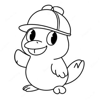 Pagina Para Colorear De Psyduck Divertido Con Sombrero 34453-28701