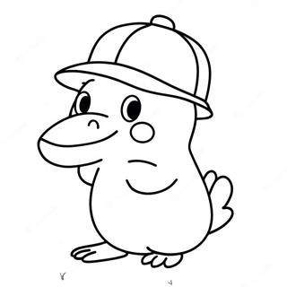 Pagina Para Colorear De Psyduck Divertido Con Sombrero 34453-28702