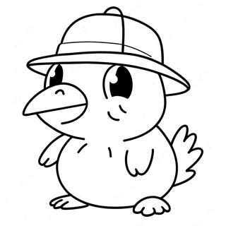 Pagina Para Colorear De Psyduck Divertido Con Sombrero 34453-28704