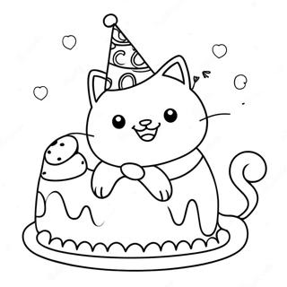 Pagina Para Colorear Gato Feliz Cumpleanos 34552-28780