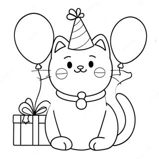 Pagina Para Colorear Gato Cumpleanos Lindos Con Globos 34553-28781