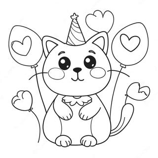 Pagina Para Colorear Gato Cumpleanos Lindos Con Globos 34553-28784