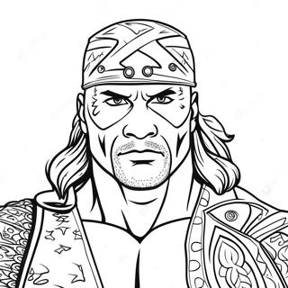 Pagina Para Colorear De Retrato Detallado De Luchador De Wwe 34613-28829