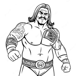 Pagina Para Colorear De Retrato Detallado De Luchador De Wwe 34613-28831