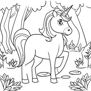 Pagina Para Colorear Unicornio Majestuoso En Un Bosque Magico 34844-29005