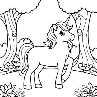 Pagina Para Colorear Unicornio Majestuoso En Un Bosque Magico 34844-29006