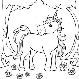 Pagina Para Colorear Unicornio Majestuoso En Un Bosque Magico 34844-29007