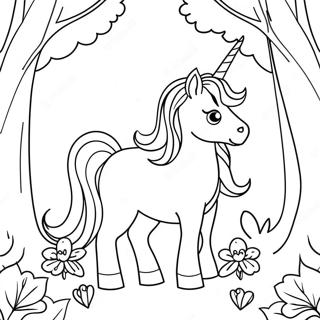 Pagina Para Colorear Unicornio Majestuoso En Un Bosque Magico 34844-29008