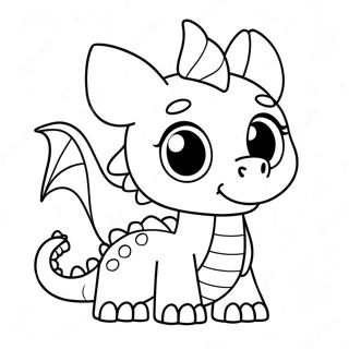 Pagina Para Colorear Dragon Kawaii Adorable Con Ojos Grandes 34854-29016