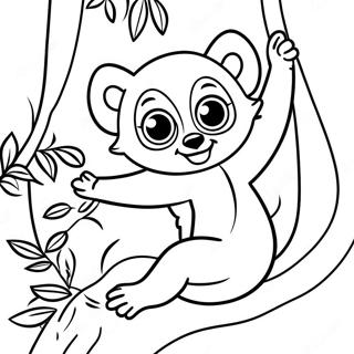 Pagina Para Colorear De Lemur Jugueton Balanceandose De Un Arbol 35574-29593