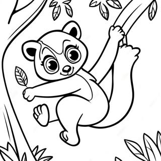 Pagina Para Colorear De Lemur Jugueton Balanceandose De Un Arbol 35574-29595