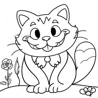 Pagina Para Colorear Del Gato De Cheshire Sonriente En El Pais De Las Maravillas 35684-29681