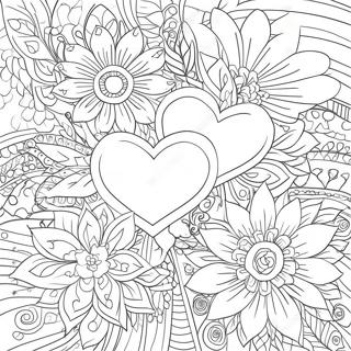 Pagina Para Colorear De Corazones Y Flores 3569-2898